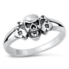 Load image into Gallery viewer, Sterling Silver Skull &amp; Ace of Spades Ring
