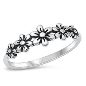 Sterling Silver Flowers Ring