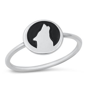 Sterling Silver Wolf Start Ring