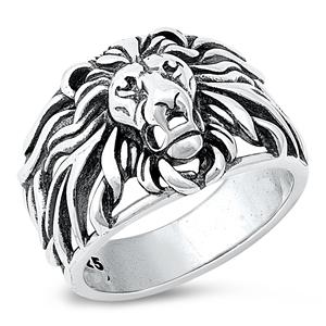 Sterling Silver Lion Head Start Ring
