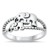 Sterling Silver Mama and Baby Elephant Ring