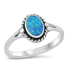 Load image into Gallery viewer, Sterling Silver Oxidized Blue Lab Opal Ring-1