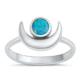 Sterling Silver Blue Lab Opal Moon and Sun Ring