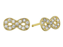 Load image into Gallery viewer, 14K Yellow Gold Infinity Micro Pave Bezel With CZ Screw Back Earrings