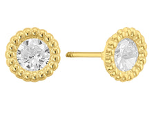 Load image into Gallery viewer, 14K Yellow Gold Contour Ball CZ Screw Back Stud Earrings