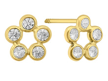 Load image into Gallery viewer, 14K Yellow Gold flower of bevels CZ Screw Back Stud Earrings