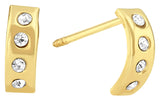 14K Yellow Gold Half Hoop Screw Back Stud Earrings