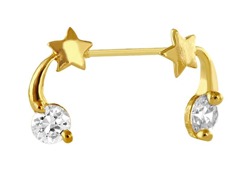 14K Yellow Gold 3MM Star Screw Back Stud Earrings