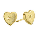 14K Yellow Gold Star in Heart Screw Back Stud Earrings