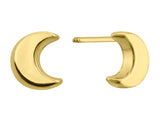 14K Yellow Gold Basic Moon Screw Back Stud Earrings