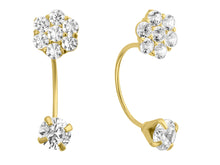 Load image into Gallery viewer, 14K Yellow Gold Curved With Clear CZ front and Back Earrings