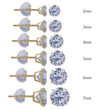 14K Yellow Gold round Silicone Backing CZ Stud Earrings