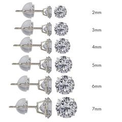 14K White Gold Round Silicone Backing CZ Stud Earrings