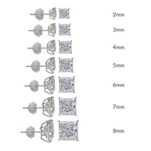 Load image into Gallery viewer, 14K White Gold Square Silicone Backing CZ Stud Earrings