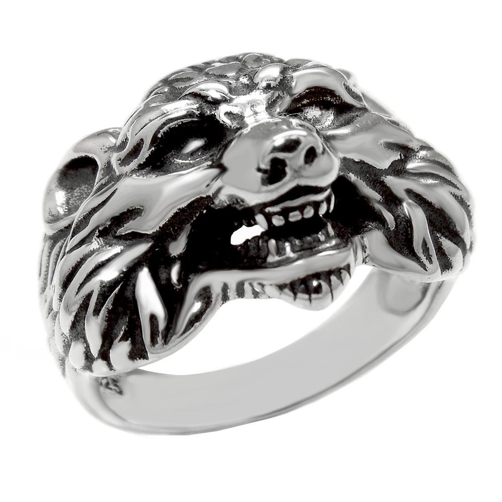 Sterling Silver Wolf Oxidized Band Ring
