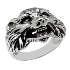 Sterling Silver Wolf Oxidized Band Ring