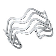 Load image into Gallery viewer, Sterling Silver Adjustable Waves Shaped Cuff Bangle BraceletAnd Width 35mm