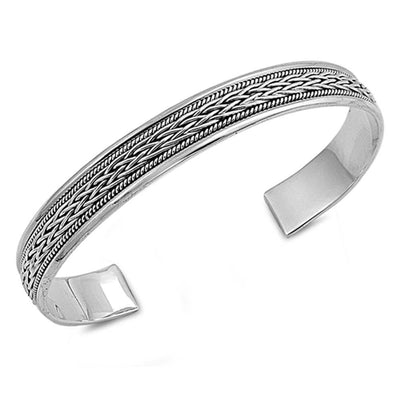 Sterling Silver Adjustable Celtic Spinner Shaped Bangle Bracelet