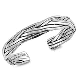 Sterling Silver Adjustable Double Lines Infinity Shaped Bangle Bracelet