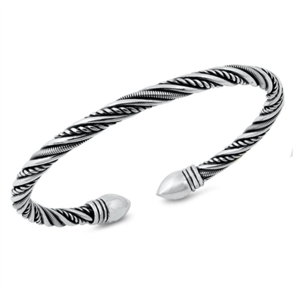 Sterling Silver Bali Style Bangle Bracelet - silverdepot