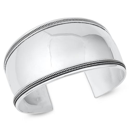 Sterling Silver Bali adjustable Bangle Bracelet,Width-35.8 mm