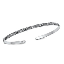 Load image into Gallery viewer, Sterling Silver Oxidized Rope Bangle Bracelet Width-3mm, Inside Diameter-45x55mm