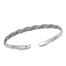 Load image into Gallery viewer, Sterling Silver Rope Oxidized Bangle Bracelet Width-4mm, Inside Diameter-45x55mm