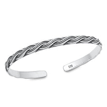 Load image into Gallery viewer, Sterling Silver Oxidized Rope Bangle Bracelet Width-5mm, Inside Diameter-45x55mm