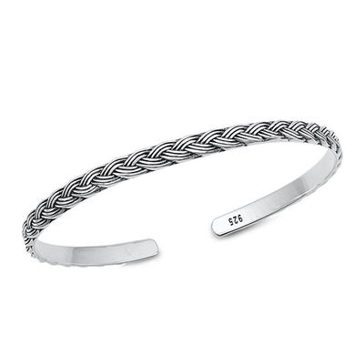 Sterling Silver Celtic Oxidized Bangle Bracelet Width-4mm, Inside Diameter-45x55mm