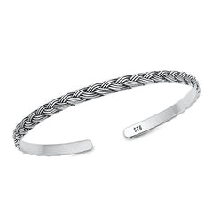 Sterling Silver Celtic Oxidized Bangle Bracelet Width-4mm, Inside Diameter-45x55mm