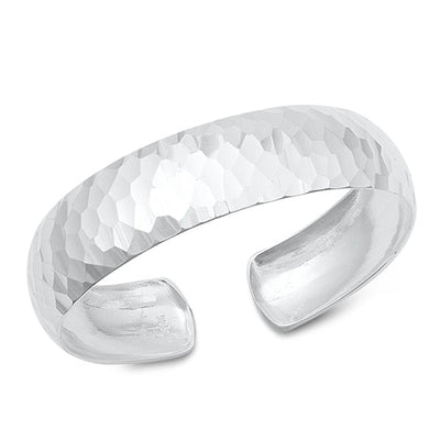 Sterling Silver Plain Hammered Bangle Bracelet Width-15mm, Inside Diameter-45x55mm