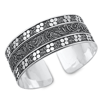 Sterling Silver Oxidized Celtic Bangle Bracelet Width-23mm, Inside Diameter-48x58mm
