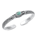 Sterling Silver Oxidized Celtic Oval Genuine Turquoise Bangle Bracelet Thickness-9.6mm, Inside Diameter-45x55mm
