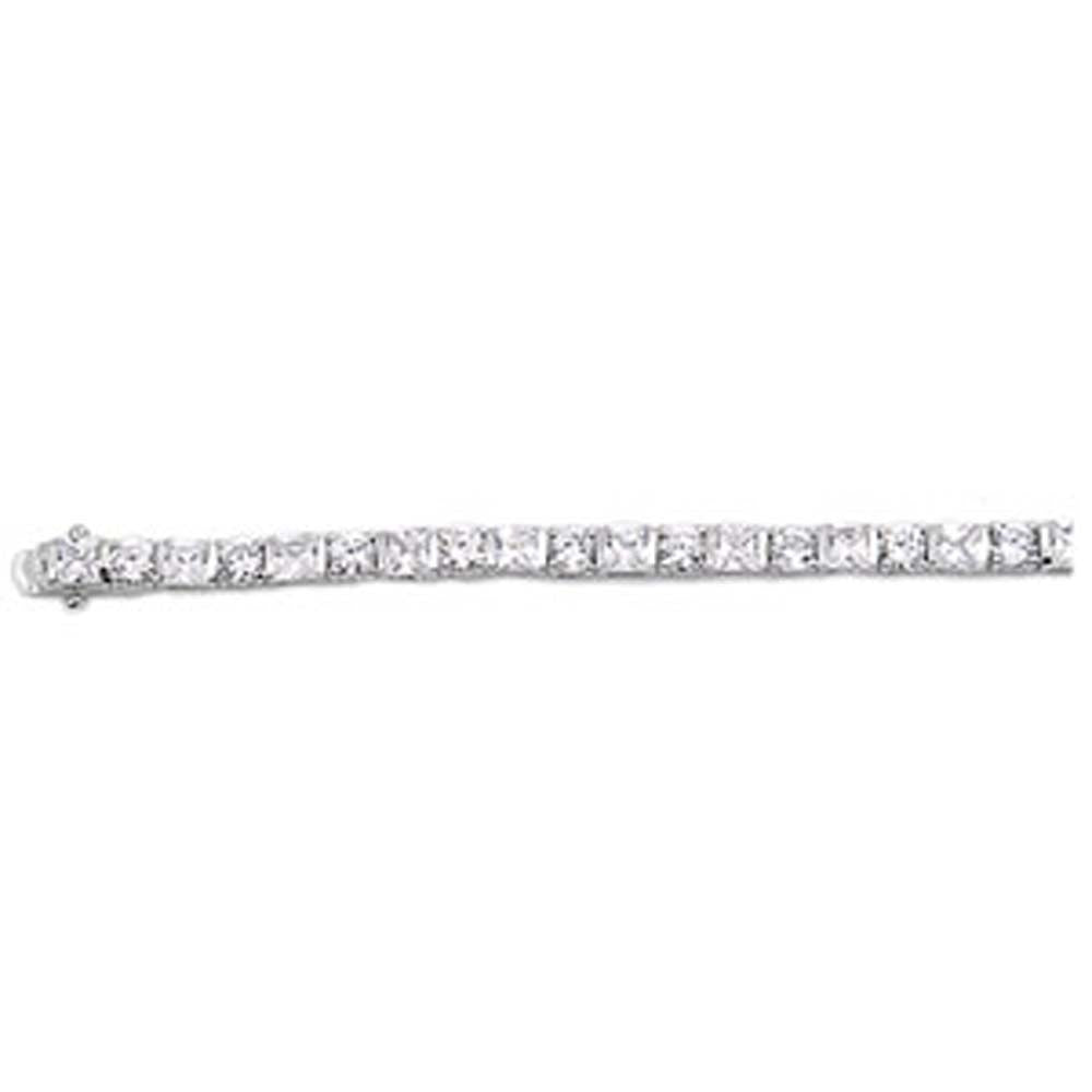 Sterling Silver Classy Alternative Round and Princess Cut Clear Cz Tennis BraceletAnd Length of 7.5