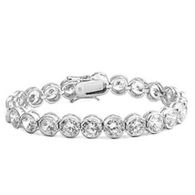 Sterling Silver Classy Round Cut Clear Cz Bezel Set Tennis BraceletAnd Length of 7.5