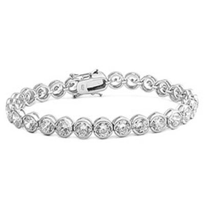 Sterling Silver Classy Round Cut Clear Cz Bezel Set Tennis BraceletAnd Length of 7.5