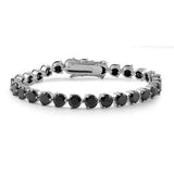 Sterling Silver Classy Round Three Prong Set with Black Cz Tennis BraceletAnd Length of 7.5