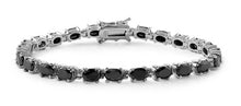 Load image into Gallery viewer, Sterling Silver Classy Oval Four Prong Set with Black Cz Tennis BraceletAnd Length of 7.5