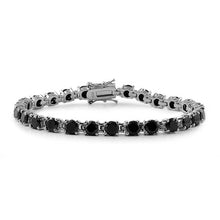 Load image into Gallery viewer, Sterling Silver Classy Round Four Prong Set with Black Cz Tennis BraceletAnd Length of 7.5