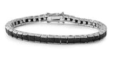 Sterling Silver Classy Tennis Bracelet with Princess Cut Black CzAnd Length of 7.5