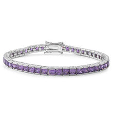 Load image into Gallery viewer, Sterling Silver Classy Tennis Bracelet with Princess Cut Amethyst CzAnd Length of 7.5