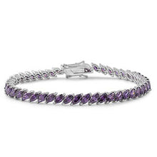 Load image into Gallery viewer, Sterling Silver Classy Slanted Marquise Cut Amethyst Cz Tennis BraceletAnd Length of 7.5