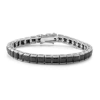 Sterling Silver Classy Tennis Bracelet with Princess Cut Black CzAnd Length of 7.5