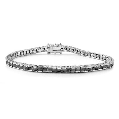 Sterling Silver Classy Tennis Bracelet with Princess Cut Black CzAnd Length of 7.5