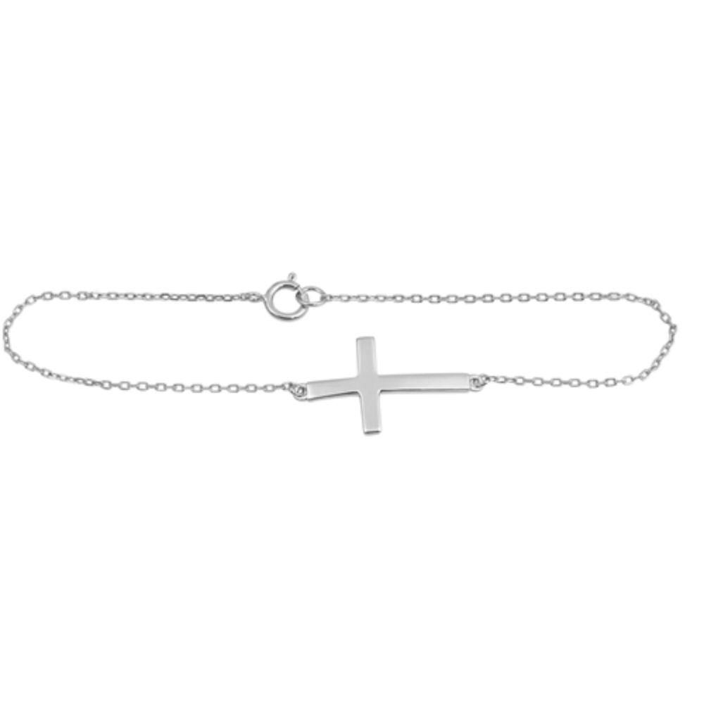 Sterling Silver Sideway Clear CZ Bracelet - silverdepot