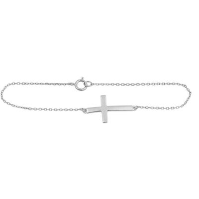 Sterling Silver Sideway Clear CZ Bracelet - silverdepot