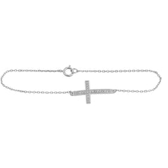 Sterling Silver Sideway Clear CZ Bracelet