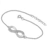 Sterling Silver Fancy Bracelet with Infinity Charm and Clear Cz InlaidAnd Length of 7 + 1  extension Charm Size: 28MM