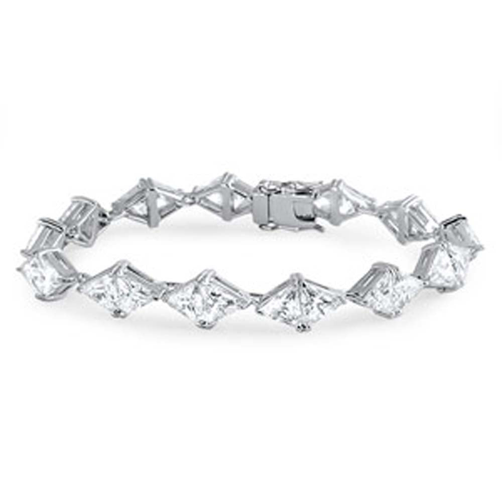 Sterling Silver Classy Diamond Prong Set with Clear Cz Tennis BraceletAnd Length of 7.5