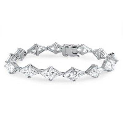 Sterling Silver Classy Diamond Prong Set with Clear Cz Tennis BraceletAnd Length of 7.5